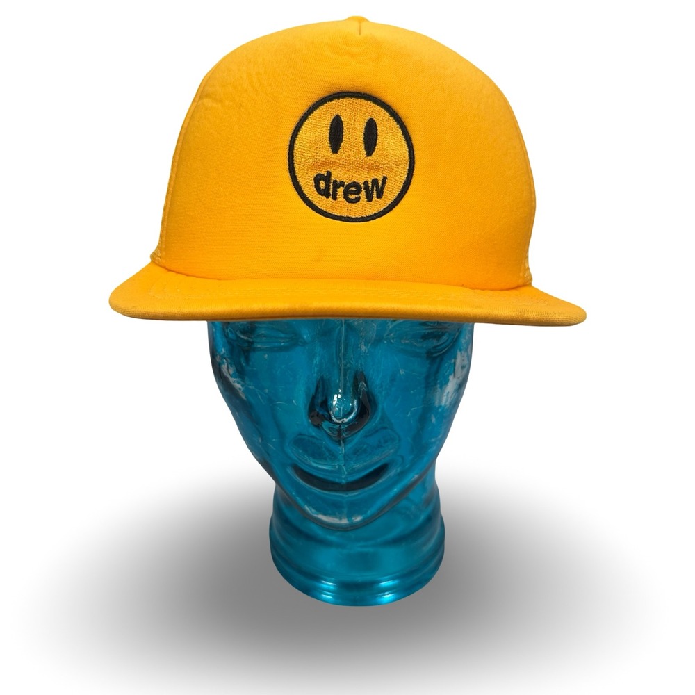 Drew House Mascot Trucker Hat Yellow Smiley Face Logo Snapback Mesh Cap OS